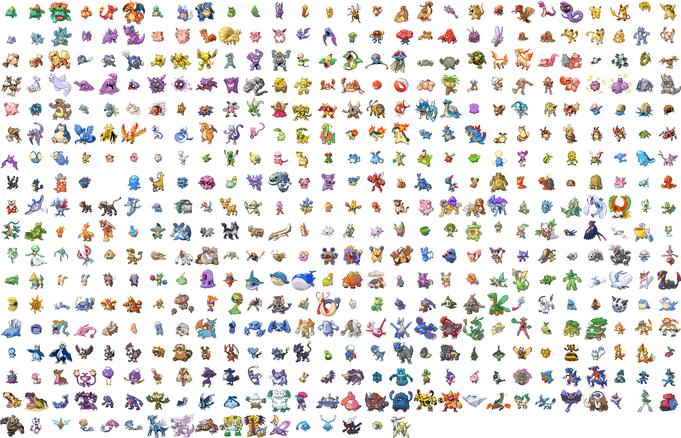 Pokemon Gen 1 pixel sprites by 3DPrintDogs