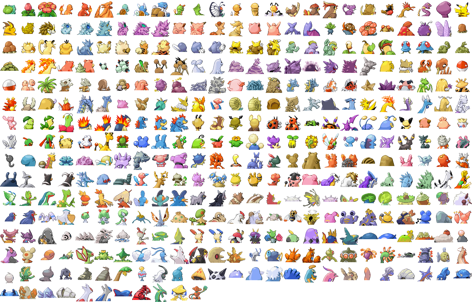 Pokemon Gen 1 pixel sprites by 3DPrintDogs