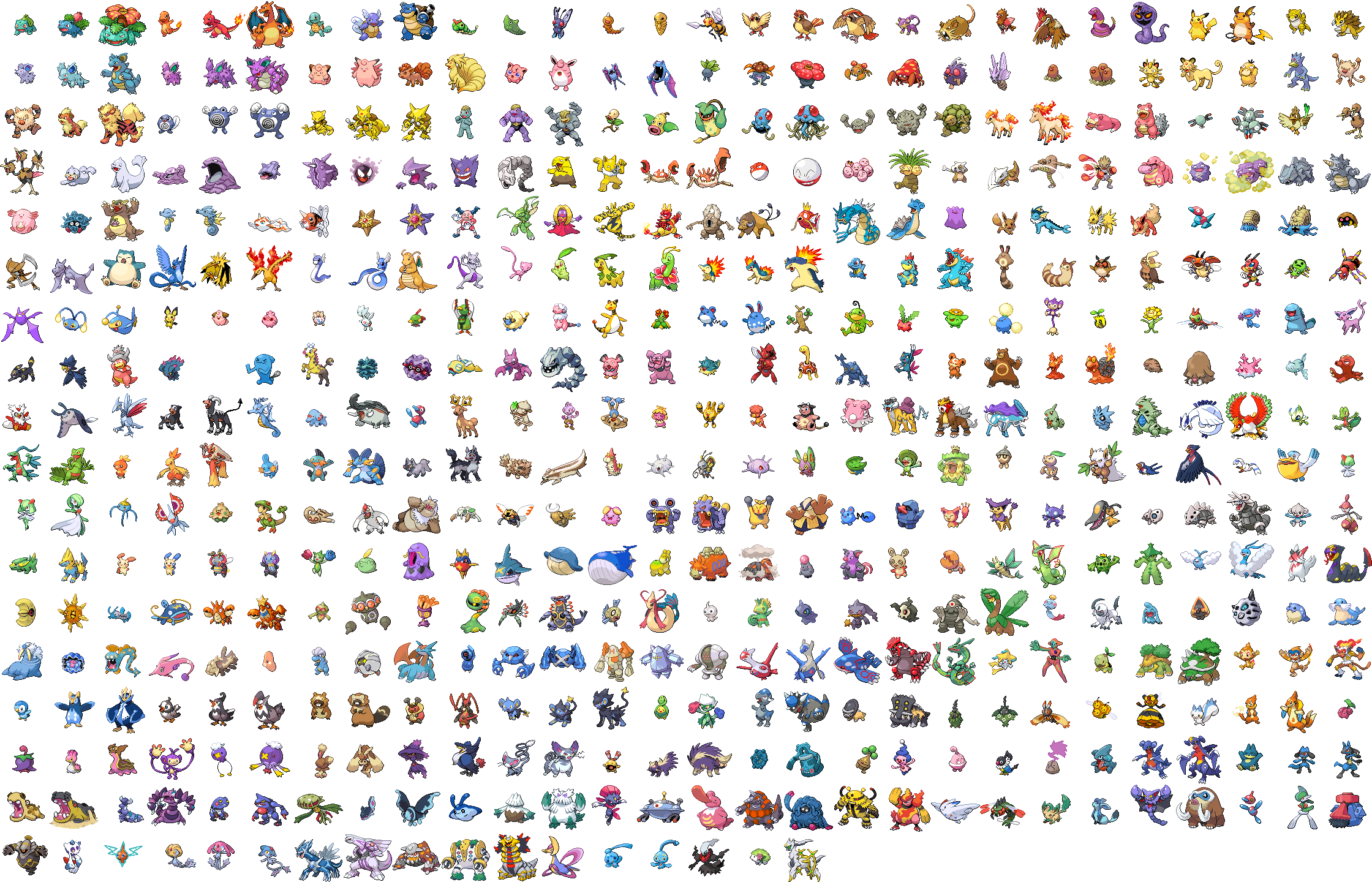 Pokemon Gen 1 pixel sprites by 3DPrintDogs