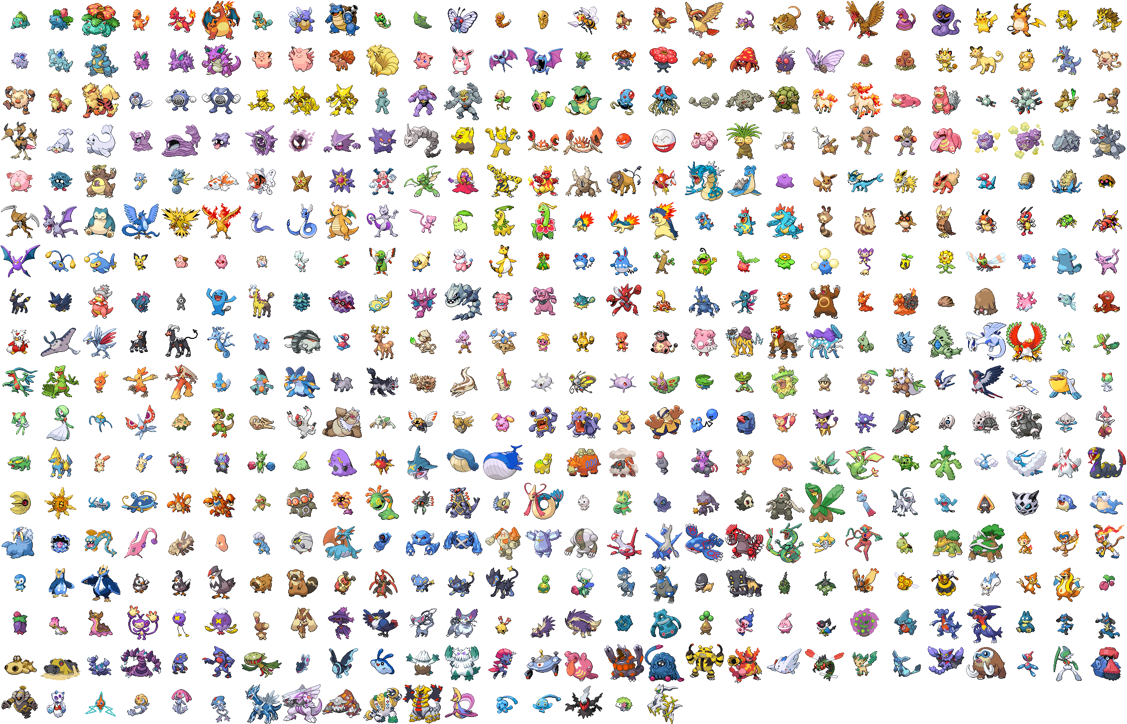 Pokemon Gen 1 pixel sprites by 3DPrintDogs